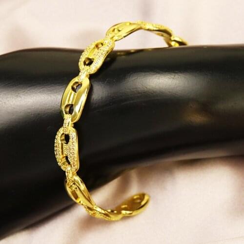 5Pcs Pig nose style Gold color Bangle open metal Bracelet Hollow bangle Women jewelry Women bangle 8455