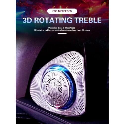 7/64 Colors Car Rotating Tweeter Ambient Light For Mercedes Benz W222 S Class Left Right Door Side Treble Speakers with LED lamp