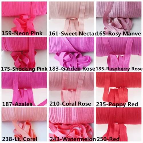 91 colors 5/8" 16mm solid fold over elastic bands FOE Ribbon girls' hair tie accessories DIY webbing headband