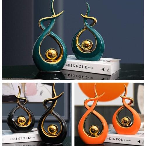 Ceramic Abstract Figurines Modern Nordic Luxury Ornaments Home Office Bookshelf TV Cabinet Living Room Porch Decoration Crafts