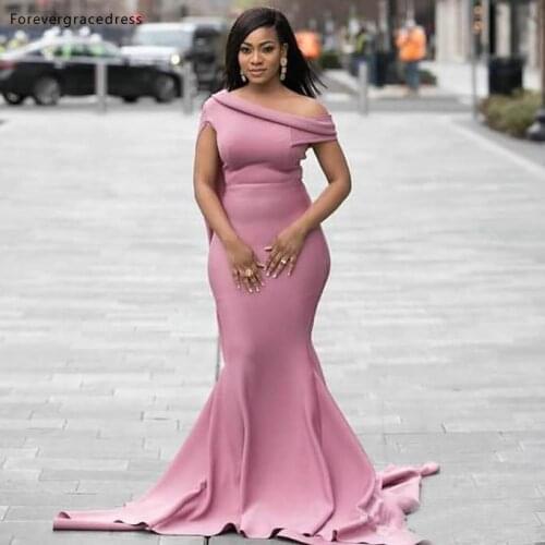 African Satin Bridesmaid Dresses Dusty Pink Mermaid Spring Summer Garden Maid of Honor Wedding Guest Gowns Plus Size Available