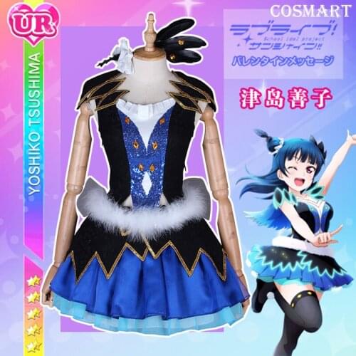 Anime LoveLive Sunshine!Aqours Tsushima Yoshiko Water Blue NEW World Dress Halloween Cosplay Costume Suit For Women Outfit