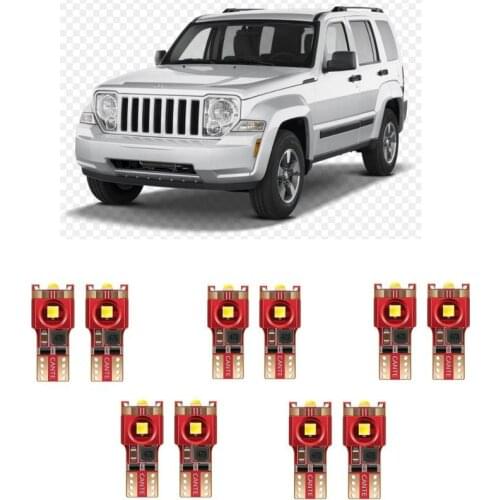 10pc w5w Car LED lighting For jeep COMPASS MK49 mp LIBERTY KK PATRIOT gladiator interior light kit