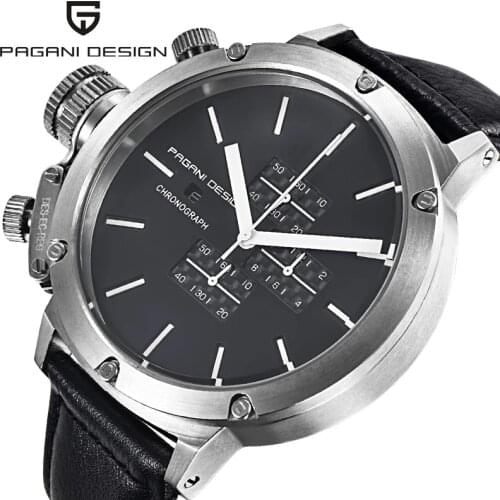 PAGANI DESIGN Japan VK67 Movt Watches Men Sports Waterproof Auto Date Quartz Wristwatch military Leather Watch Relogio masculino