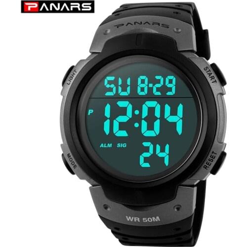 PANARS Men Sports Watches Chronos Countdown Mens Watch Waterproof LED Digital Watch Man Electronic Clock Relogio Masculino 1068