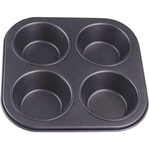 Black non-stick 4 cake mold, high flat round 4 carbon steel baking plate