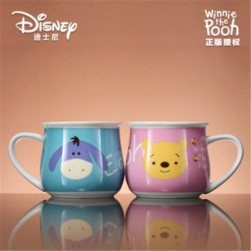 Disney 300 ML Ceramic Cup Cute Children Cartoon Mug Winnie the Pooh Cup With Lid And Spoon Mug