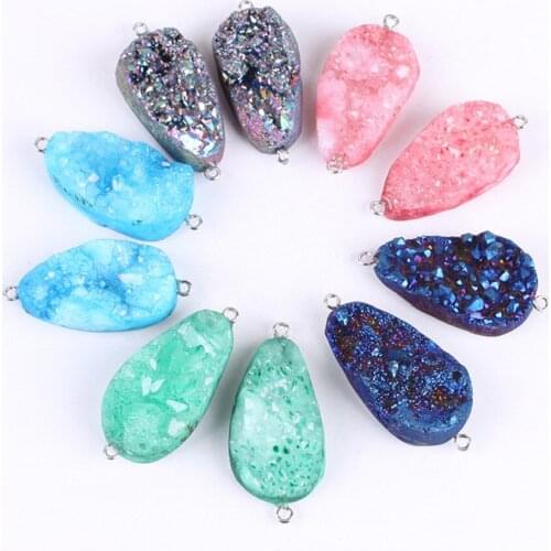 DIY Jewelry Accessories Natural Agate Crystal Cluster Handmade Earring Necklace Connection Buckle Double Ring Bracelet Connector