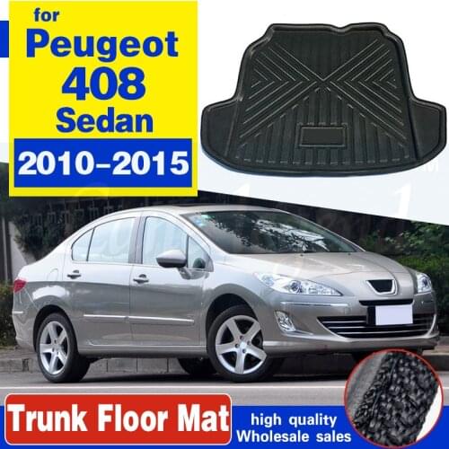For Peugeot 408 Sedan 2010-2015 2012 2013 Boot Mat Rear Trunk Liner Cargo Floor Tray Carpet Mud Pad Guard Protector Accessories