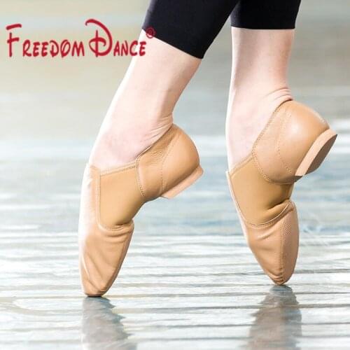 Stretch Dance Shoes Natural Leather Jazz Yoga Dance Shoes Slip-on Teachers Dance Sneakers Hiphop Excercise Shoes For Women Men