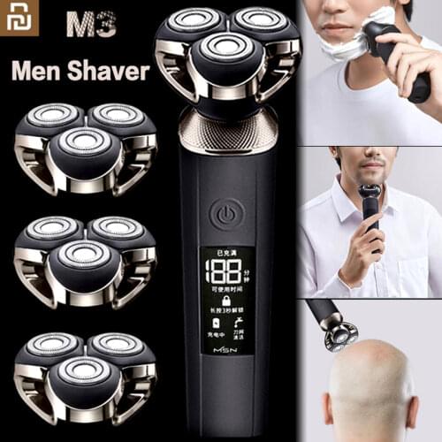 MSN Electric Shaver Trimmer for Men From Xiaomi Youpin Shaving Machine Electric Razor LCD Display 3D Replace Head Beauty Tool 5