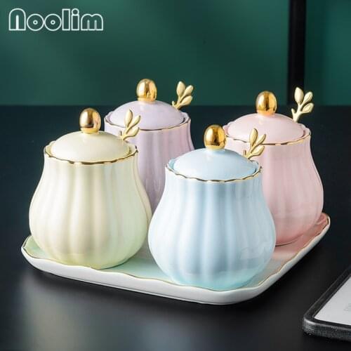 European Minimalist Seasoning Jar Ceramic Spice Jar Kitchen Tool Seasoning Box Household Oil Bottle Salt Shaker Vinegar Pot