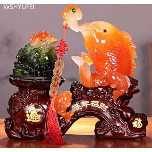 Lucky Fortune Toad Model Ornaments Living Room Wine Cabinet Feng Shui Decoration Shop Opening Decor Gifts Resin Home Accessories