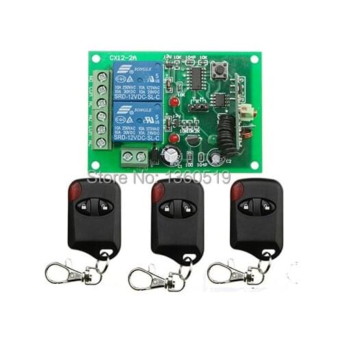 Hot Sales DC12V 10A 2 Channel RF Wireless Remote Control Switch/Radio Controlled Switch System teleswitch Receiver&Transmitter