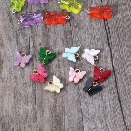 K3ND Butterfly Resin Bear Pendant Set for Bracelet Necklace Earrings Jewelry Crafts