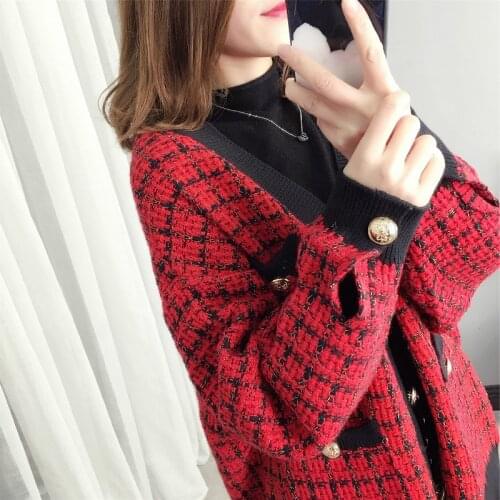 Cardigan 2021 Autumn And Winter New Coat Womens Large Size Loose V-neck Coat Korean Sweater Coat Female