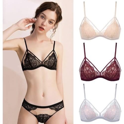 Underwear French Womens Sexy Lace Thin Rimless Gathered Bra Suit Women Lingerie Sets Lingerie Set Sexy Pink Bra Set