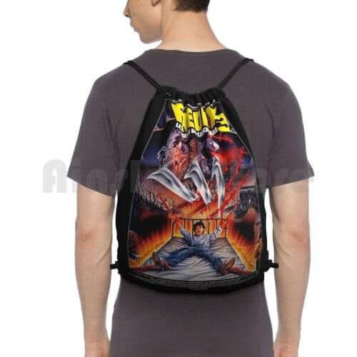 Nightmare On Elm Street 3 : Dream French Poster Backpack Drawstring Bag Riding Climbing Gym Bag Nightmare On Elm Street