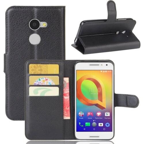 Fashion Wallet PU Leather Case Cover Flip Protective Phone Back Shell For ALCATEL A3 Visa Card Slot With Stand