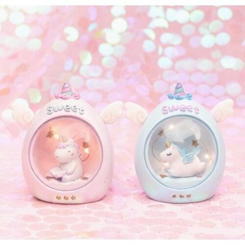 Cartoon Unicorn LED Night Light Baby Parenting Button Battery Resin Lamp Children Kids Toys Home Decoration Holiday Gifts