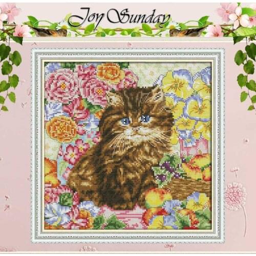 Cat in the flower counted Cross Stitch 11CT 14CT Cross Stitch Set Wholesale DIY animals Cross-stitch Kit Embroidery Needlework