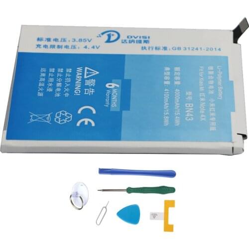 DVISI New Original BN41 Battery For Xiaomi Redmi Note 4 Red mi Note4 4100mAh Mobile Phone accumulator Retail Package With Tools