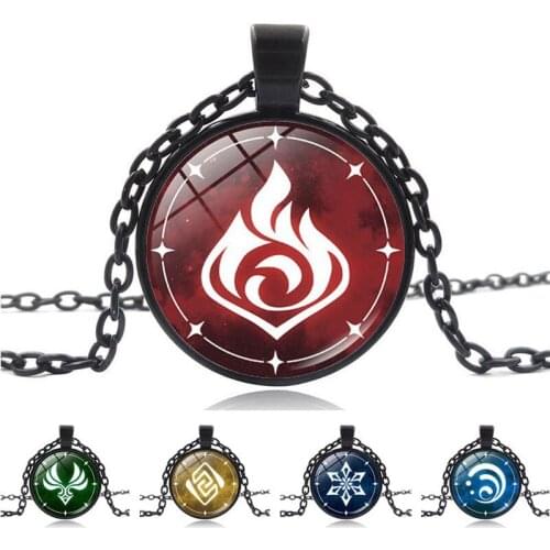 2021 Genshin Impact game peripheral pendant sweater chain Necklace Eye of God Ice Fire Wind Water Grass Thunder Element Necklace