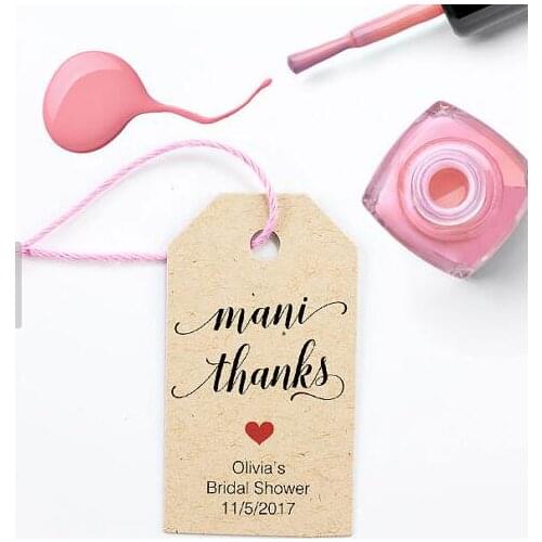 Personalized Mani Thanks wedding welcome gift engagement Party Favor Tags bridal shower Bachelorette booking Cards