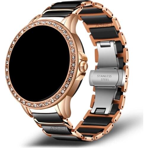 22mm strap for samsung galaxy watch 3 45mm galaxy watch 46mm Gear S3 Frontier huawei gt 2e band stainless steel ceramics strap