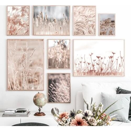 Scenery Picture Grass Flower Plant Poster Autumn Pastoral Landscape Wall Art Canvas Painting Nordic Print for Living Room Design