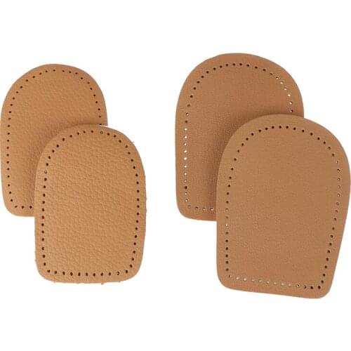 1Pair Half Size Thickened Heel Pads PU Leather Latex Foot Care Insoles Pale brown color