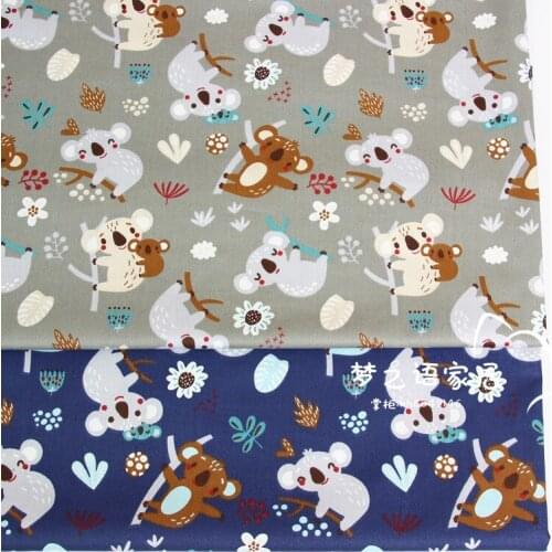 Grey Printed 100% Cotton Fabric For Kids, DIY Bedding Textile Fabric,Sewing Quilting Fat Quarters Material For Baby&Child