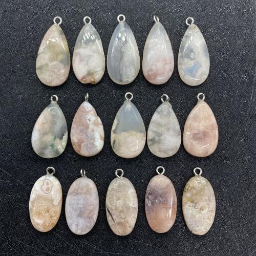 Spot Wholesale Natural Stone Pendant Egg-shaped Drop-shaped Cherry Agate Pendant for DIY Handmade Necklace Jewelry Accessories