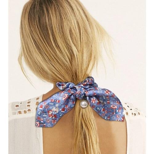 New Arrive Hot Selling Fashion Bowknot Ribbon Hair Band Fabric Butterfly Hair Rope Pony Tail Hair Rings Hair Accessories Women