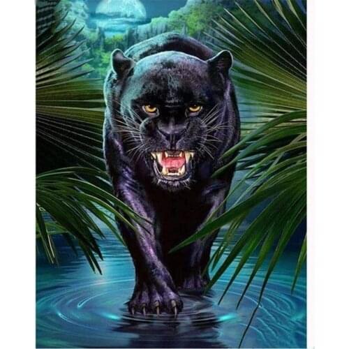 Animal Black Panther DIY 11CT Cross Stitch Embroidery Kits Craft Needlework Set Cotton Thread Printed Canvas Dropshipping