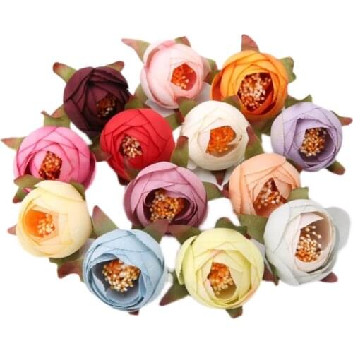 10Pcs5cm Batch Of Artificial Flowers High Quality Pink Silk Wedding Party Home Garden Decoration Craft DIY Christmas Wreath