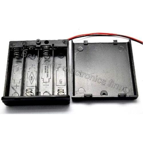 10PCS/LOT 6 Volt battery Holder Four AA Battery Box Case With ON / OFF power switch and cover 4 x AA Black omniseal