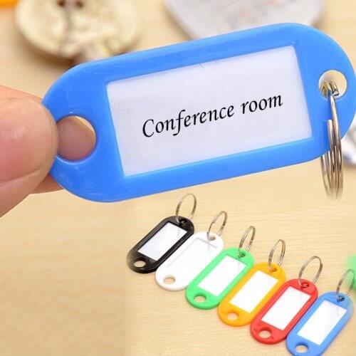 New HIgh Quality 10Pcs Plastic Keychain Key Tags Id Label Name Tags With Split Ring For Baggage Key Chains Key Rings