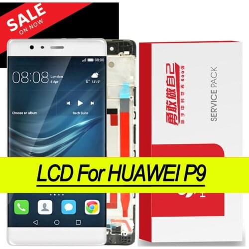 100% Original 5.2'' Display with Frame for Huawei P9 EVA-L09 EVA-L19 LCD Touch Screen Digitizer Assembly Repair Parts