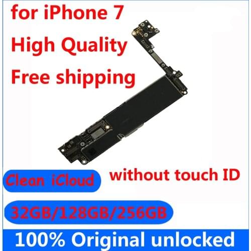 100% unlocked for iphone 7 Motherboard 32GB 128GB 256GB Original mainboard without touch ID IOS system logic board with chips