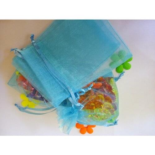 17*23 30pcs Organza Bag Lake Blue Drawstring bag jewelry packaging bags for tea/gift/food/candy small transparent pouch Yarn bag