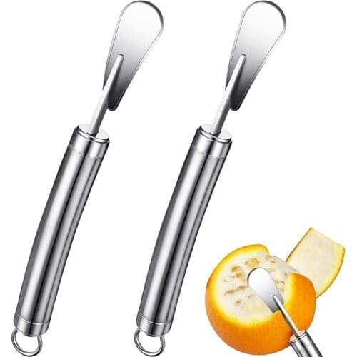 2 Pieces Stainless Steel Orange Peeler Cutter,Orange Citrus Peelers with Curved Handle,Slicer Cutter Peeler for Kitchen