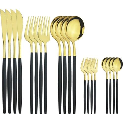 20pcs/4set Dinnerware Stainless Steel Set Knife Fork Spoons Cake Fork Cutlery Set Kitchen Party Tableware Flatware Set Wholesale