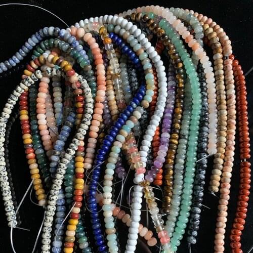 4X6MM/5X8MM Natural Stone Abacus Beads Rondelle Shape Lapis Jasper Jade Amazonite Bead For Jewelry Making Bracelet DIY 15.5"