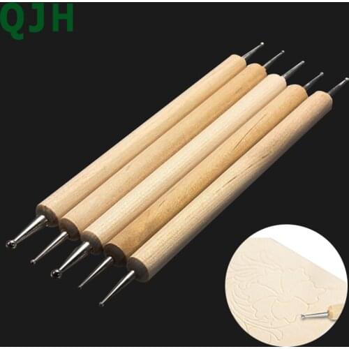 5PCS Leather seal tool Double-headed creasing tool crimping pen DIY handmade leather craft tools leather carving tools