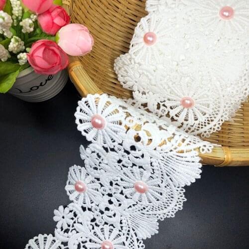 5yard African 3d Lace Fabric 2021 For Dresses With Pink Beads Women Sewing Trim Clothing Skirt Accessories Wedding Decoration