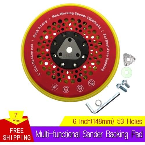 6 Inch 150mm Multi-functional Sanding Pad Sander Backing Pad Dust Free 17-Hole Hook and Loop Power Tools Accessories