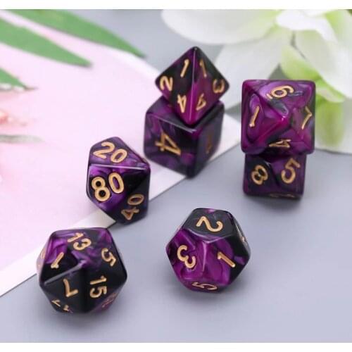 7 Pcs/set Acrylic Dice Black Purple Digital Dice D4 D6 D8 D10 D12 D20 Dice KTV Bar Nightclub Entertainment Tools Adult Toys