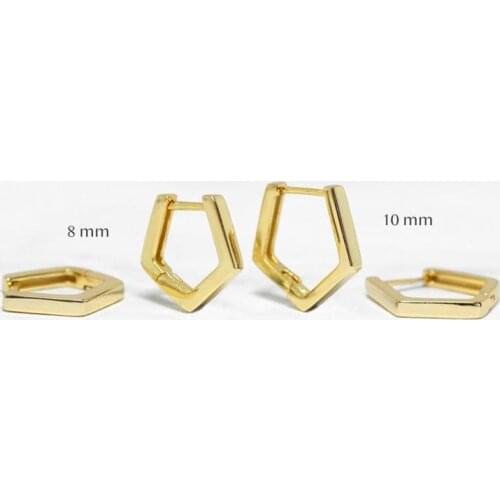 Aide 925 Sterling Silver 8/10mm Pentagon Smooth Hoop Earrings For Women Minimalist Geometric Huggie Earrings Rock Punk Jewelry