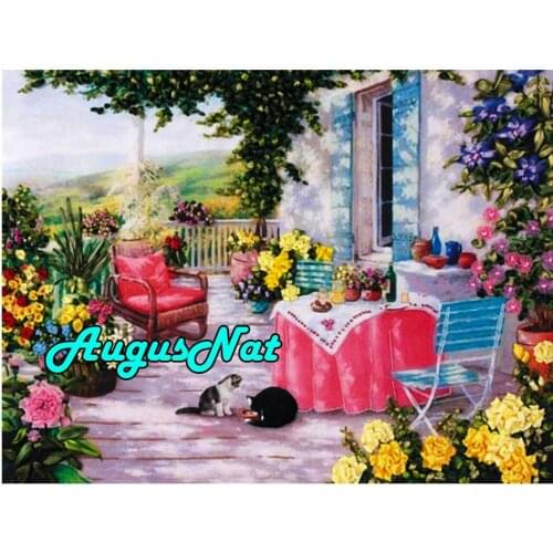 Courtyard diamond painting flower yard dimond embroidery landscape diamant rhinestone picture oil paint by number canvas paint